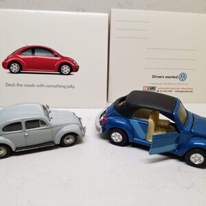 Minichamps  VW Die Cast Metal Bugs with 3 Holiday Cards